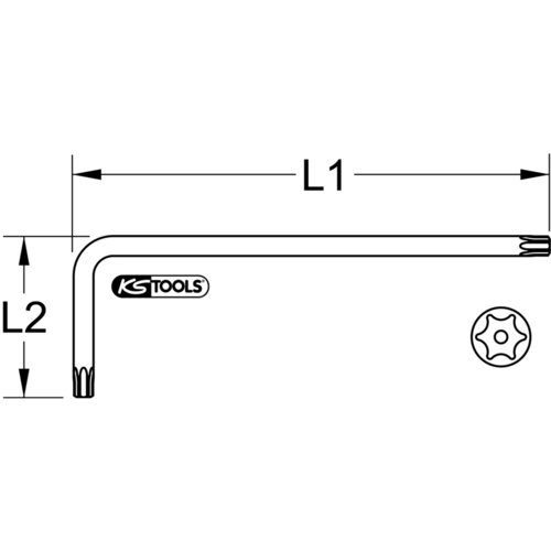 Uhlový čapový kľúč Torx s otvorom, krátky, TB6 /KS-Tools/ - obr. 1