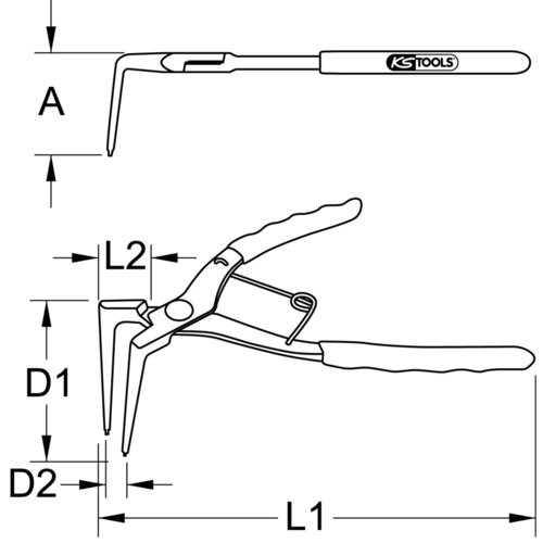 Kliešte s poistkou a dlhým ramenom pre vnútorné poistné krúžky /KS-Tools/ - obr. 6