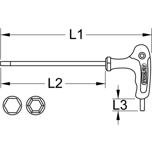 Kľúč s guľovou hlavou a vnútorným šesťhranom s T-rukoväťou, 2mm /KS-Tools/ - obr. 5