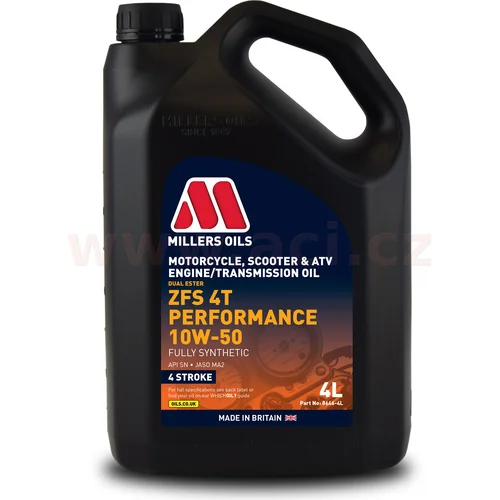 MILLERS OILS ZFS 4T Performance 10w50 - plne syntetický esterový olej pre 4T motory, mokrá spojka, JASO MA2 4 l