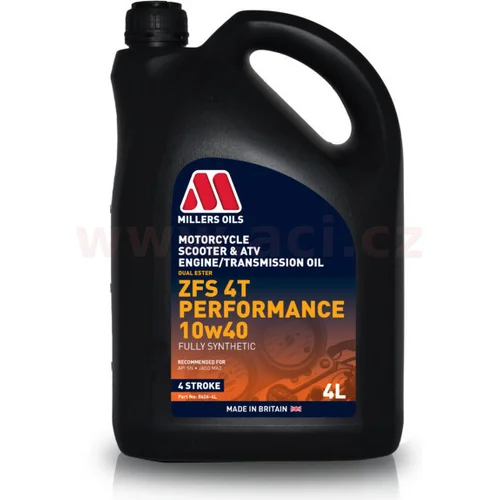 MILLERS OILS plne syntetický olej pre 4-taktné motory motocyklov Motorsport ZFS 4T Performance 10w40 4l