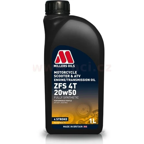 MILLERS OILS plne syntetický olej pre 4-taktné motory motocyklov Motorsport ZFS 4T 20w50 1l