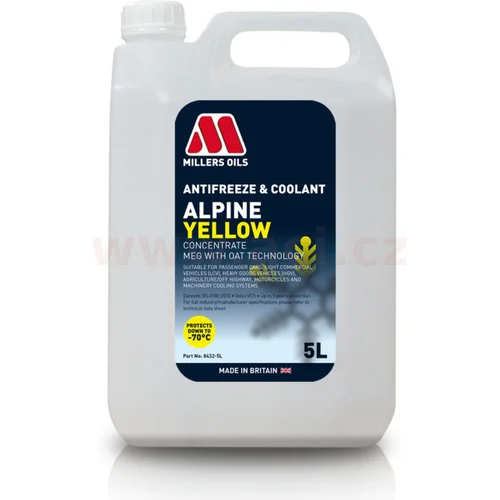 MILLERS OILS nemrznúca kvapalina do chladičov - žltá Premium Antifreeze Alpine Yellow 5l