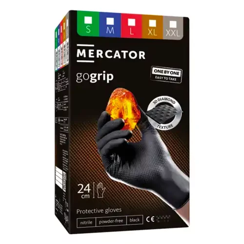 Nitrilové rukavice MERCATOR GoGrip ONE-BY-ONE ČIERNE 100ks L