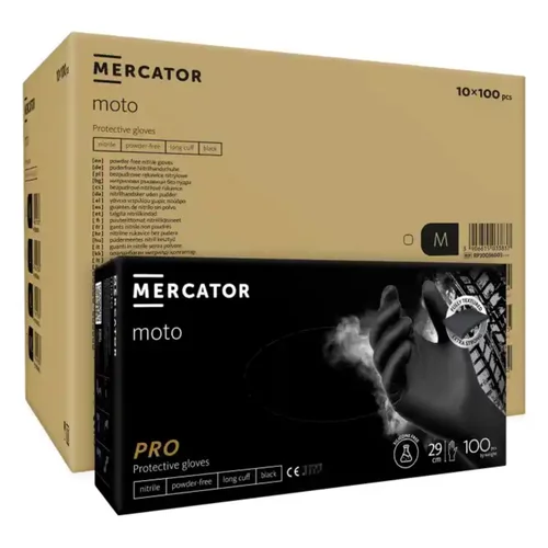 Nitrilové rukavice MERCATOR MOTO BLACK L 100ks /MIX/ - obr. 1