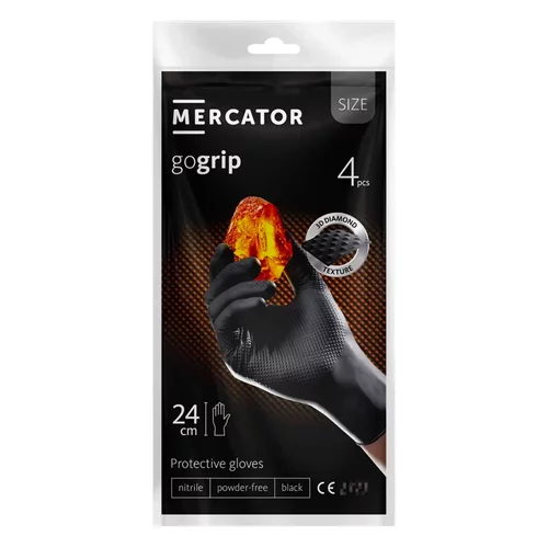 Nitrilové rukavice MERCATOR GoGrip ČIERNE 4ks M