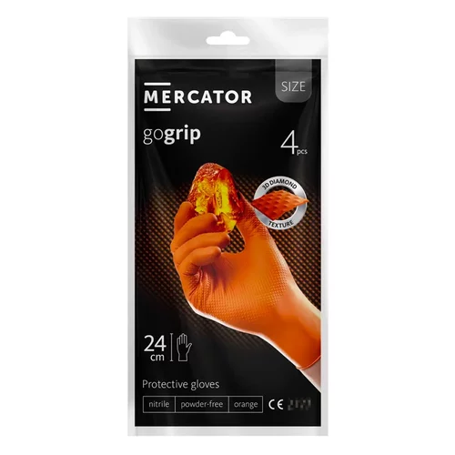 Nitrilové rukavice MERCATOR GoGrip ORANŽOVÉ 4ks M