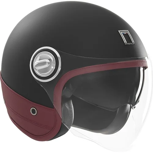 Prilba HERITAGE NOX CASQNHERITAGECUIRNOIRMATROUGE PREMIUM, (čierna matná, červená koža, veľkosť XS) 2026