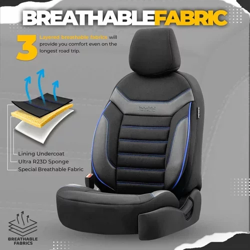 Sada autopoťahov INDIVIDUAL 203 BLACK/BLUE 3-ZIP /OTOM/ - obr. 3