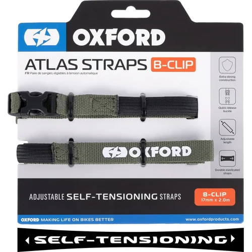 Popruhy na batožinu Atlas B-Clip OXFORD OX317 2 ks, (zelená, 17mm x 2m)