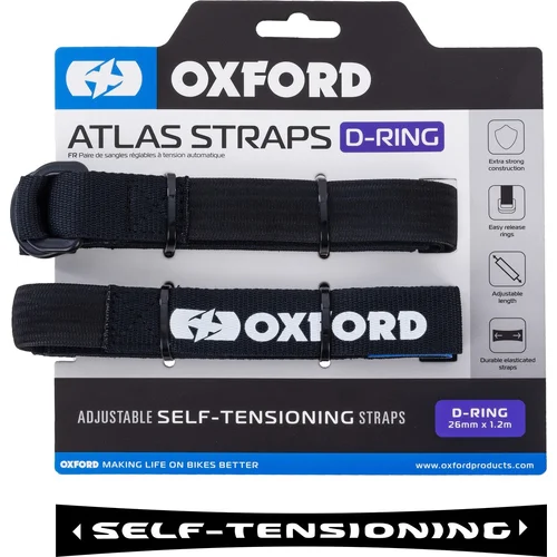 Popruhy na batožinu Atlas D-Ring OXFORD OX324 2 ks, (čierna, 26 mm x 1,2 m)