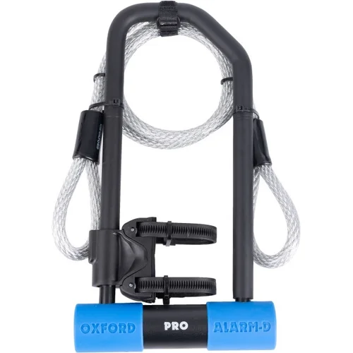 Zámok U profil ALARM-D PRO DUO s oceľovým lanom OXFORD LK369 (integrovaný alarm, 320 mm x 173 mm, priemer čapu 14 mm)