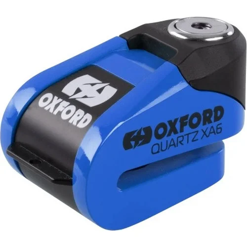 Zámok kotúčovej brzdy Quartz Alarm XA6 OXFORD LK906 Obmedzená edícia, (integrovaný alarm, modrý, priemer čapu 6 mm)
