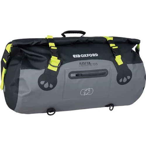 Čierna/sivá/žltá fluo OXFORD OL462 vodotesný vak Aqua T-50 Roll Bag, objem 50 l)