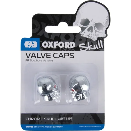 Kovové čiapočky ventilkov Skull OX766 (strieborná, pár) /OXFORD/ - obr. 1