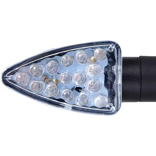 LED smerovka šípová krátka OXFORD EL337 (číre sklíčko, čierna krytka, pár)