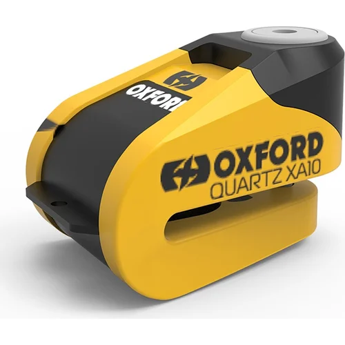 Zámok kotúčovej brzdy Quartz Alarm XA10 OXFORD LK216 (integrovaný alarm, žltý/čierny, priemer čapu 10 mm)