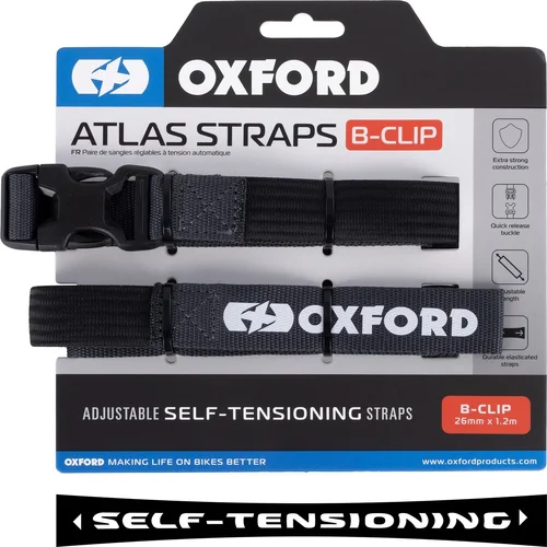 Popruhy na batožinu Atlas B-Clip OXFORD OX319 2 ks, (sivá, 26 mm x 1,2 m)