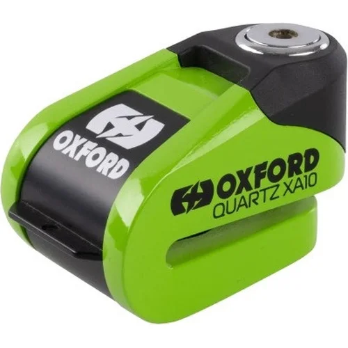Zámok kotúčovej brzdy Quartz Alarm XA10 OXFORD LK908 Obmedzená edícia, (integrovaný alarm, zelený, priemer čapu 10 mm)