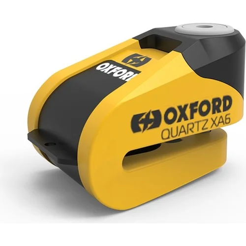 Zámok kotúčovej brzdy Quartz Alarm XA6 OXFORD LK215 (integrovaný alarm, žltý/čierny, priemer čapu 6 mm)