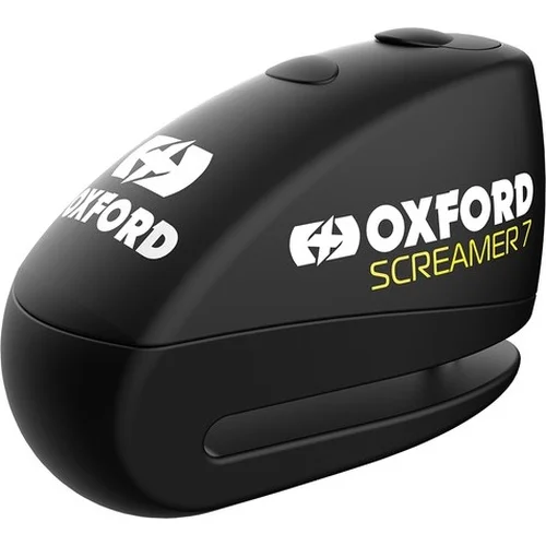 Zámok kotúčovej brzdy SCREAMER 7 OXFORD LK289 (integrovaný alarm, čierna/čierna, priemer čapu 7 mm)