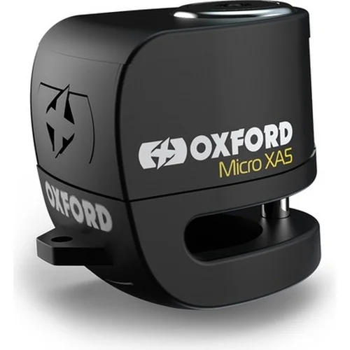 Zámok kotúčovej brzdy Micro XA5 OXFORD LK214 (integrovaný alarm, čierna, priemer čapu 5,5 mm)
