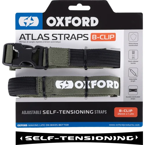 Popruhy na batožinu Atlas B-Clip OXFORD OX320 2 ks, (zelená, 26 mm x 1,2 m)