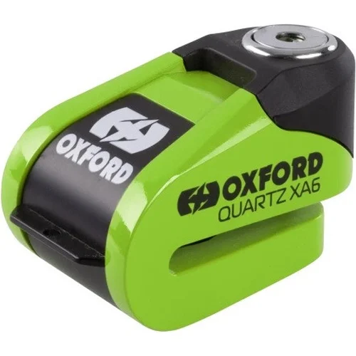 Zámok kotúčovej brzdy Quartz Alarm XA6 OXFORD LK904 Obmedzená edícia, (integrovaný alarm, zelený, priemer čapu 6 mm)