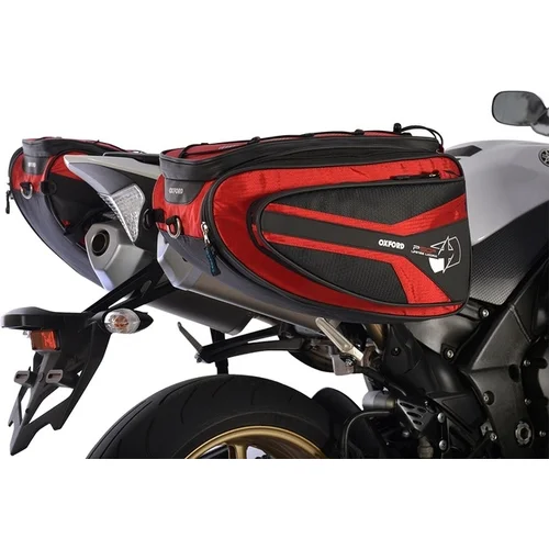 Bočné brašny na motocykel P50R OXFORD OL316 (čierna/červená, objem 50 l, pár)