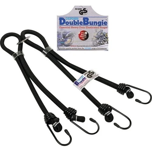 Gumený cuk Double Bungee dĺžka/šírka popruhu 600/9 mm OXFORD OX715 (hák/hák, dvojitý popruh spojený očkom)