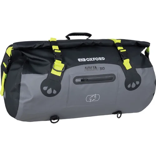 Čierna/sivá/žltá fluo OXFORD OL461 vodotesný vak Aqua T-30 Roll Bag, objem 30 l)