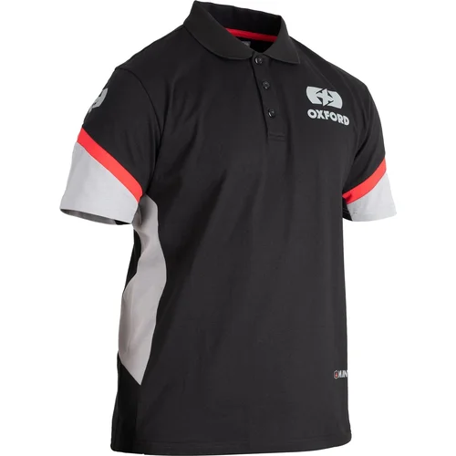 Tričko s límečkom RACING OXFORD TK220401XS (čierna/sivá/červená, veľkosť XS)