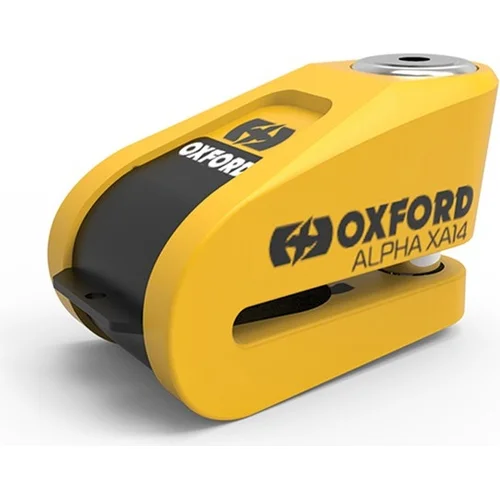 Zámok kotúčovej brzdy Alpha Alarm XA14 OXFORD LK217 (integrovaný alarm, žltý/čierny, priemer čapu 14 mm)