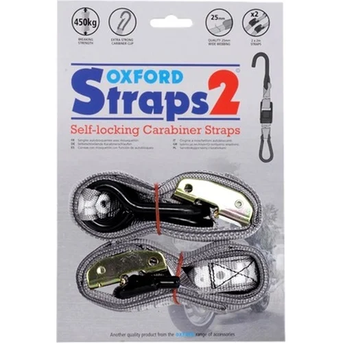Popruhy CARABINER STRAPS nastaviteľné a vystužené OXFORD OX743 (sivé, šírka 25 mm)