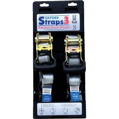 Popruhy Straps 3 nastaviteľné a vystužené OXFORD OX744 (sivé, šírka 25 mm)
