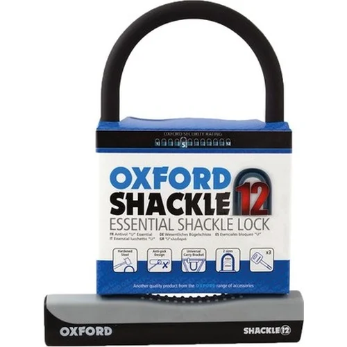 Zámok U profil Shackle 12 OXFORD LK330 (sivý/čierny, 245 x 190 mm, priemer čapu 12 mm)