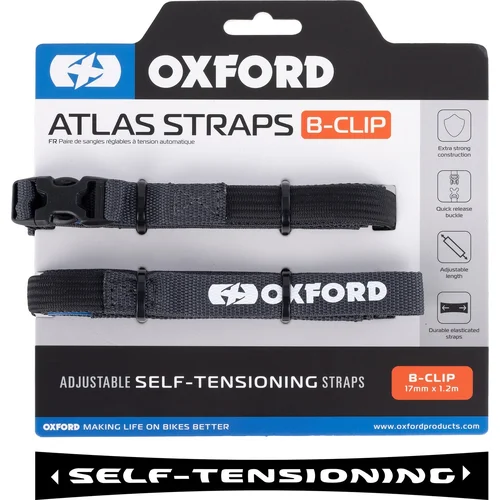 Popruhy na batožinu Atlas B-Clip OXFORD OX313 2 ks, (sivá, 17mm x 1,2m)