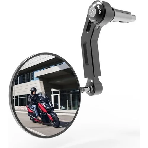 Spätné zrkadlo univerzálne do koncov riadidiel Premium ALU OXFORD OX711 (čierne, priemer zrkadla 94 mm) aplikácia L