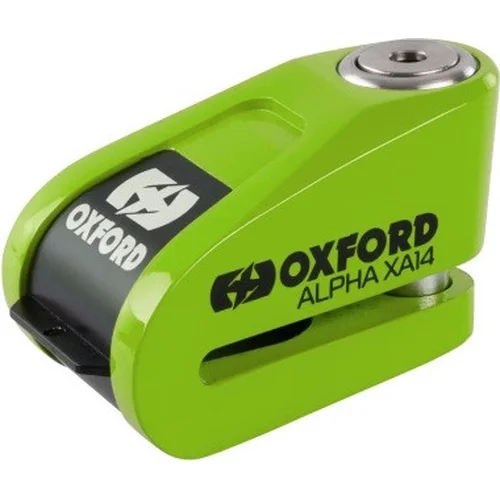 Zámok kotúčovej brzdy Alpha Alarm XA14 OXFORD LK912 Obmedzená edícia, (integrovaný alarm, zelený, priemer čapu 14 mm)