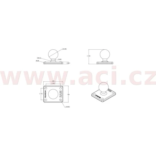 Obdĺžnikový adaptér RAM-B-347U kovový, AMPS vzor dier (RAM MOUNTS) - obr. 3