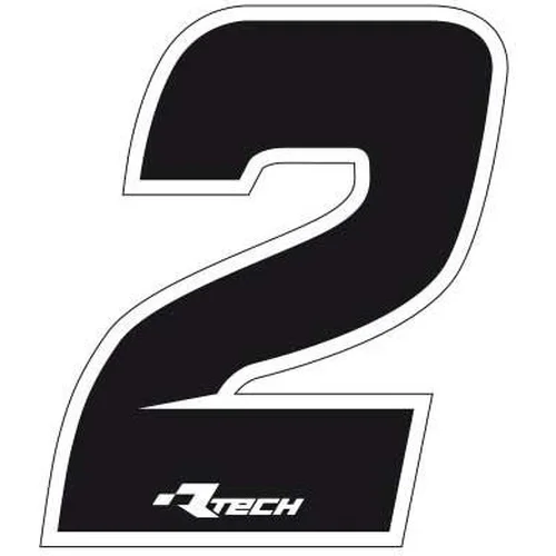 Samolepka číslo 2 veľkosť 11,5x14,5 cm RTECH R-NUMSIZ102NR (čierna, 10 ks)