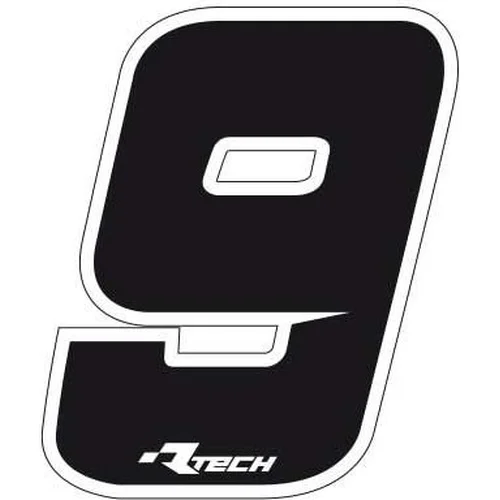 Samolepka číslo 9 veľkosť 11,5x14,5 cm RTECH (čierna, 10 ks)