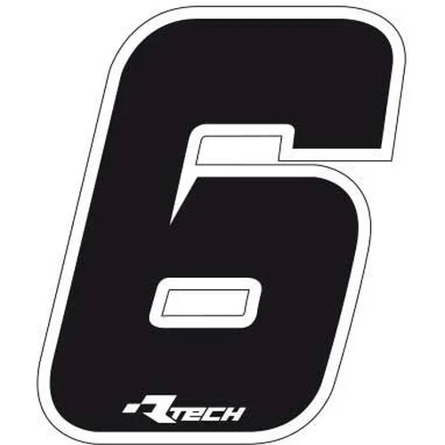 Samolepka číslo 6 veľkosť 11,5x14,5 cm RTECH R-NUMSIZ106NR (čierna, 10 ks)