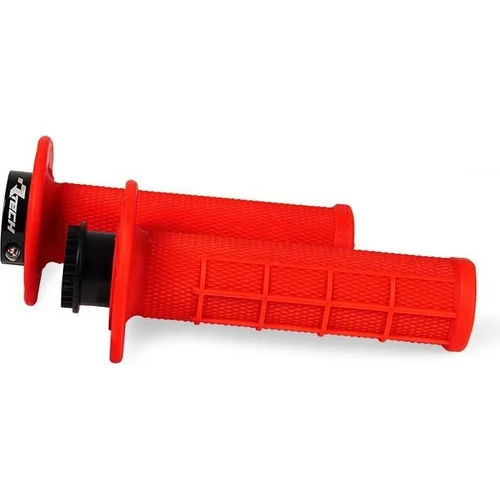 Gripy lock-on R20 Half Waffle, RTECH (neónovo červené, 1 pár)