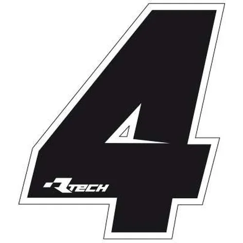 Samolepka číslo 4 veľkosť 11,5x14,5 cm RTECH R-NUMSIZ104NR (čierna, 10 ks)