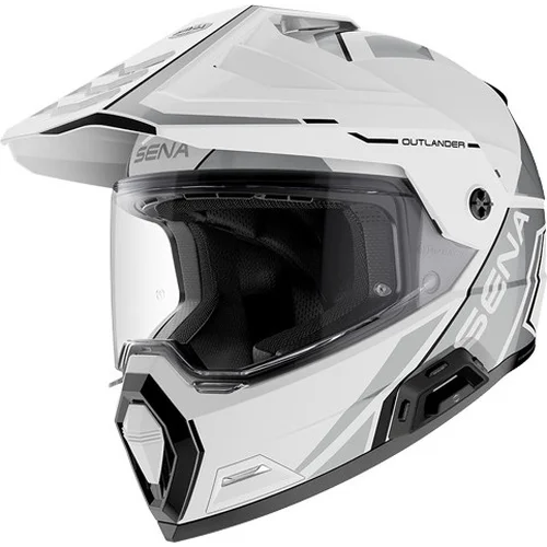 Mesh prilba s headsetem Outlander SENA OUTLANDER-GW00S2 (lesklá biela, veľkosť S)