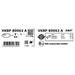Sada brzdových platničiek kotúčovej brzdy SKF VKBP 80062 A - obr. 1