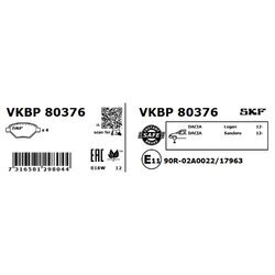 Sada brzdových platničiek kotúčovej brzdy SKF VKBP 80376 - obr. 1