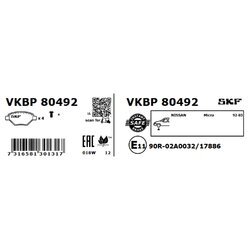 Sada brzdových platničiek kotúčovej brzdy SKF VKBP 80492 - obr. 1