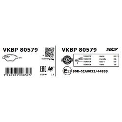 Sada brzdových platničiek kotúčovej brzdy SKF VKBP 80579 - obr. 1
